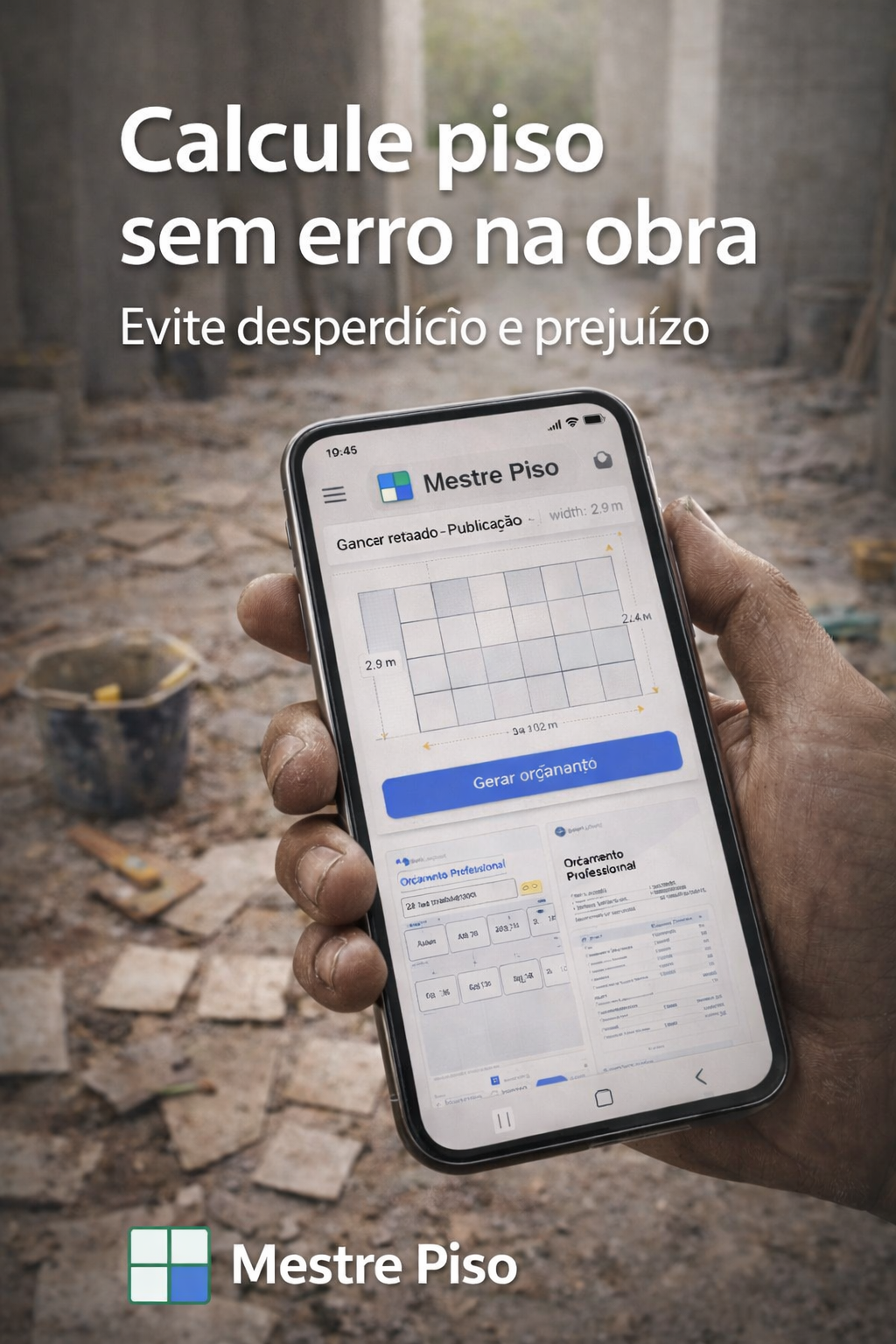 Aplicativo Mestre Piso ajudando a calcular piso na obra