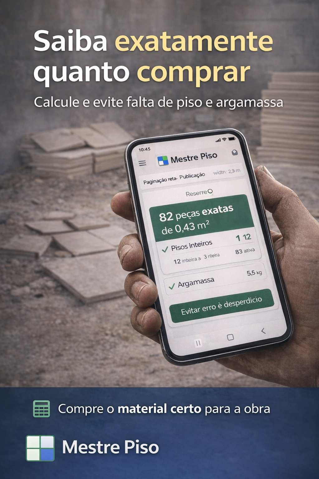 App Mestre Piso ajudando a saber exatamente quanto comprar